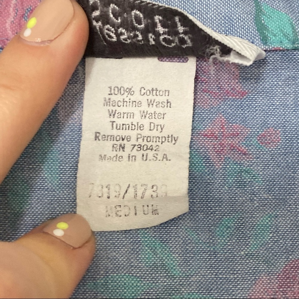 Vintage cotton denim floral print blazer M - Picture 9 of 15